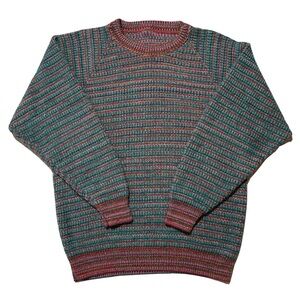 Vintage Multicolor Striped Men's Sweater Red Green Holiday Retro 90s Oversized